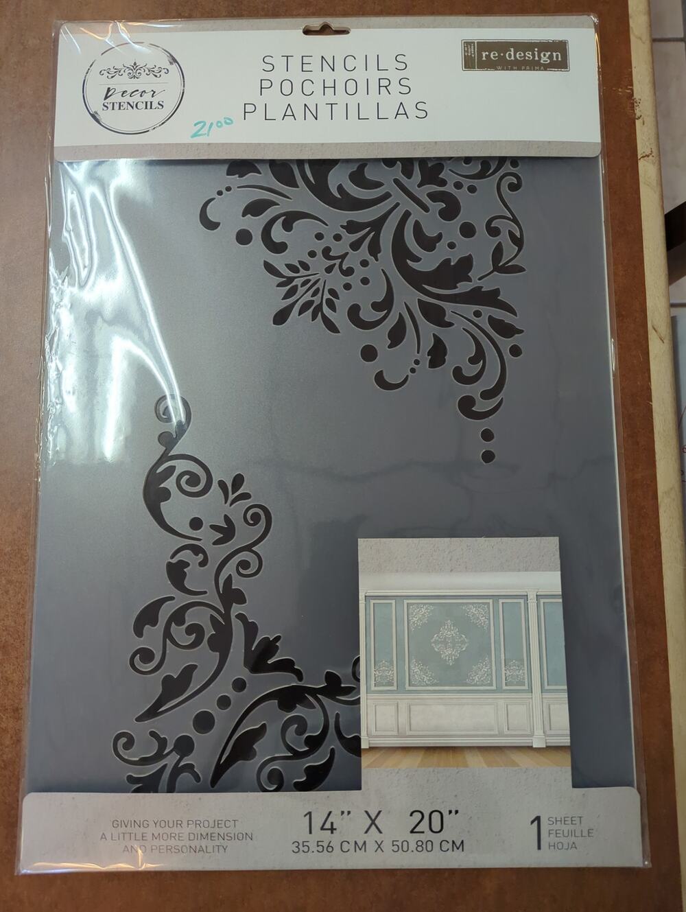 Redesign with Prima "Damask Panels" Silk Screen Stencil